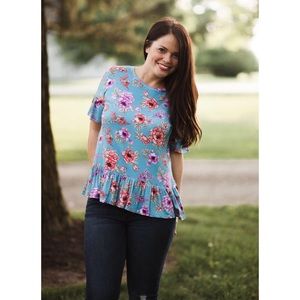 LAST ONE! 🆕 Bright Blue Floral Print Blouse